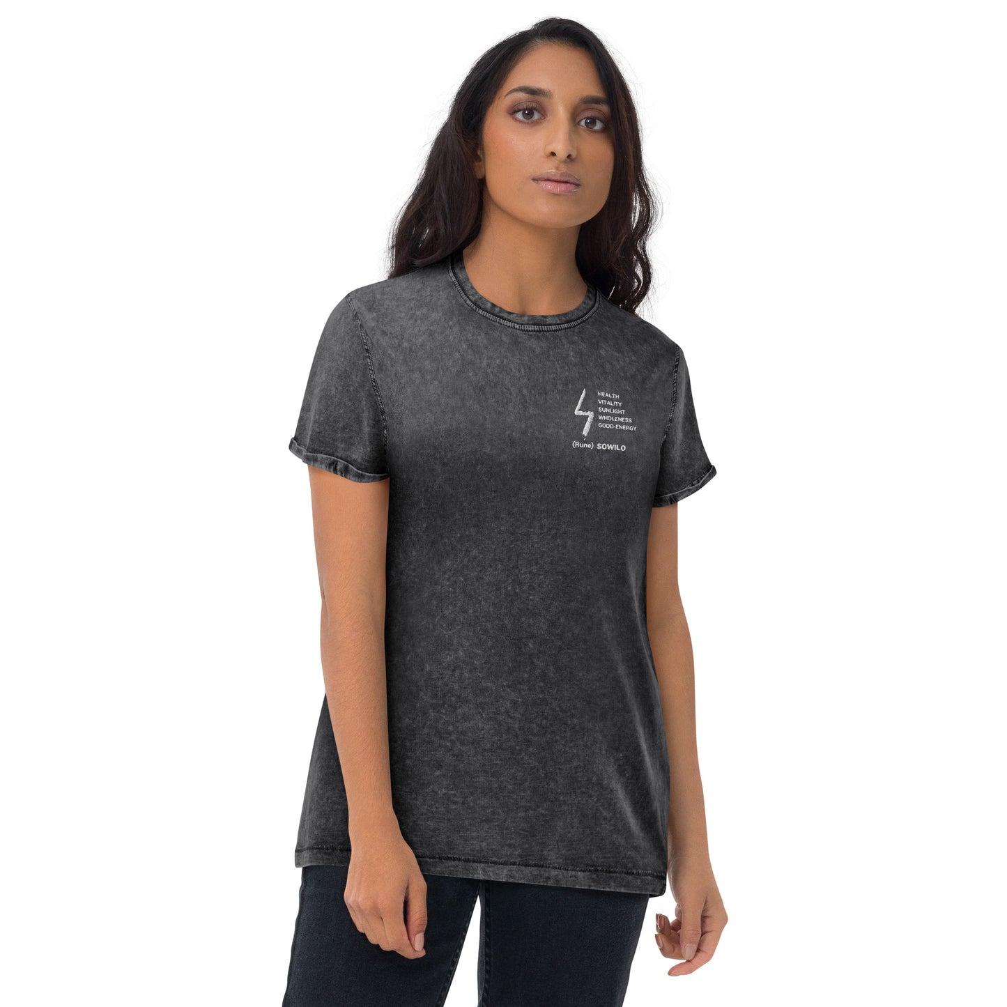 Sun Rune "There is No Change Without Action" Unisex Denim T-Shirt